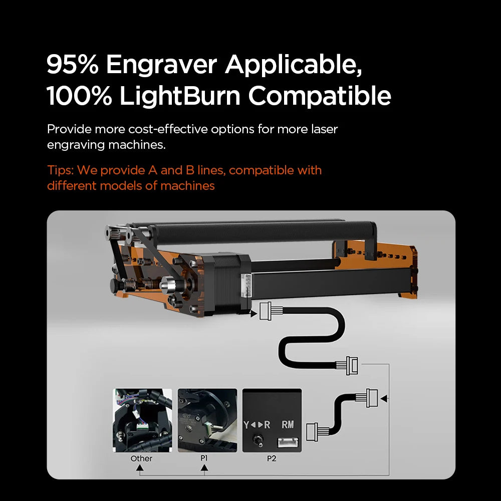 Laserový rotačný valec ACMER M3 Laserový gravírovač Rotačný valec v osi Y Pre 95 % laserového gravírovania LightBurn LaserGRBL