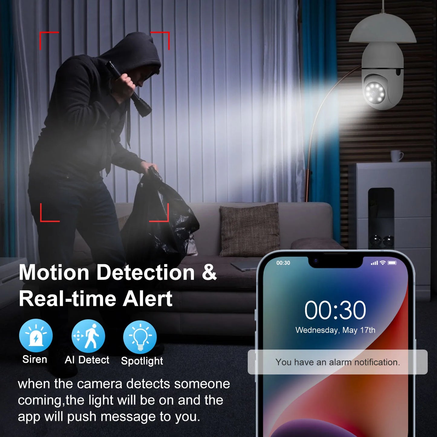 5G Wifi IP E27 Žiarovka Sledovacia kamera Nočné videnie Bezdrôtové domáce kamery 2MP CCTV Video Zabezpečenie Ochrana Baby Mini Cam