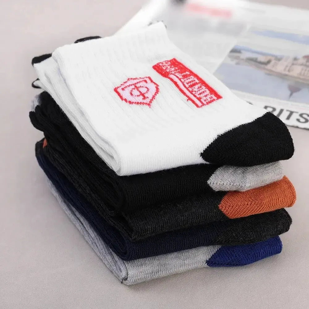 5 párov priedušné bavlnené športové pančuchy Muži bambusové vlákno jeseň a zima pánske ponožky absorpcia potu dezodorant Business Sox