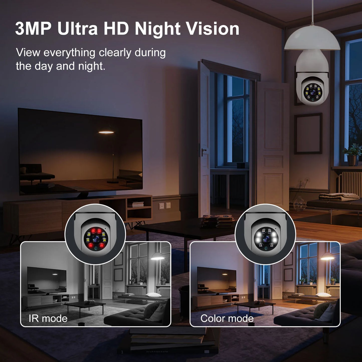 5G Wifi IP E27 Žiarovka Sledovacia kamera Nočné videnie Bezdrôtové domáce kamery 2MP CCTV Video Zabezpečenie Ochrana Baby Mini Cam