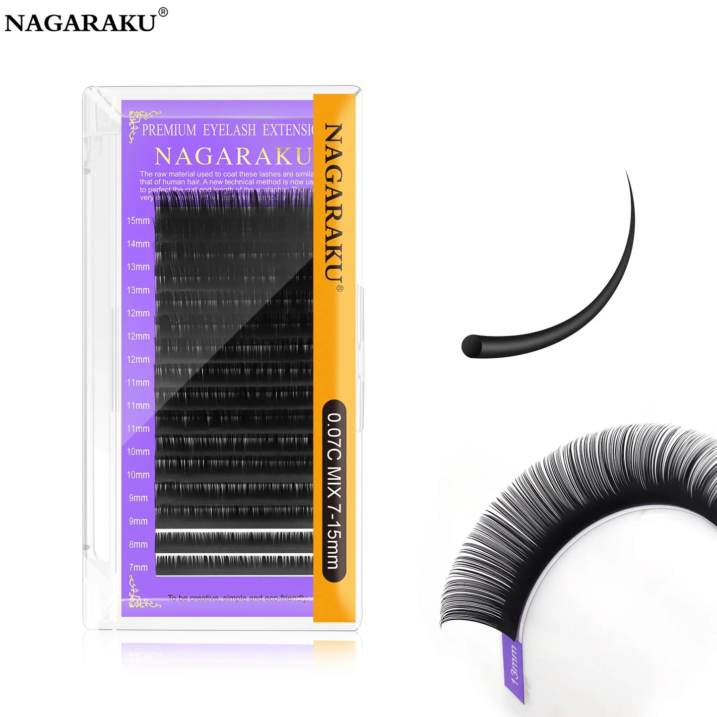 NAGARAKU Individual Lashes Premium Classic predlžovanie mihalníc Black Matte Natural Soft