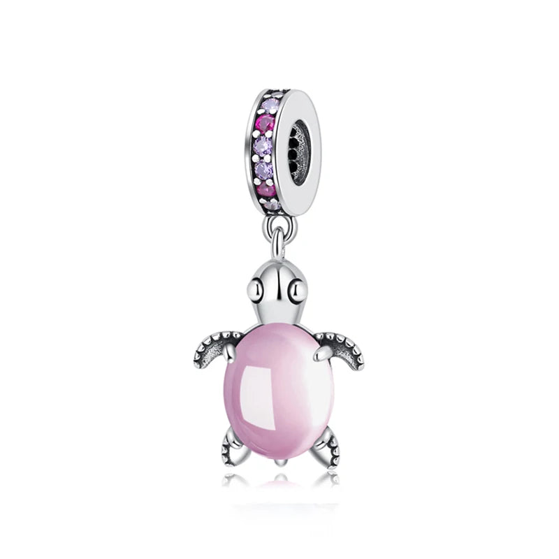 Originálne 925 Sterling Silver Charms Love Heart Korytnačka Murano Glass Prívesok Korálky Fit Pan náramok Náhrdelník Šperky pre ženy