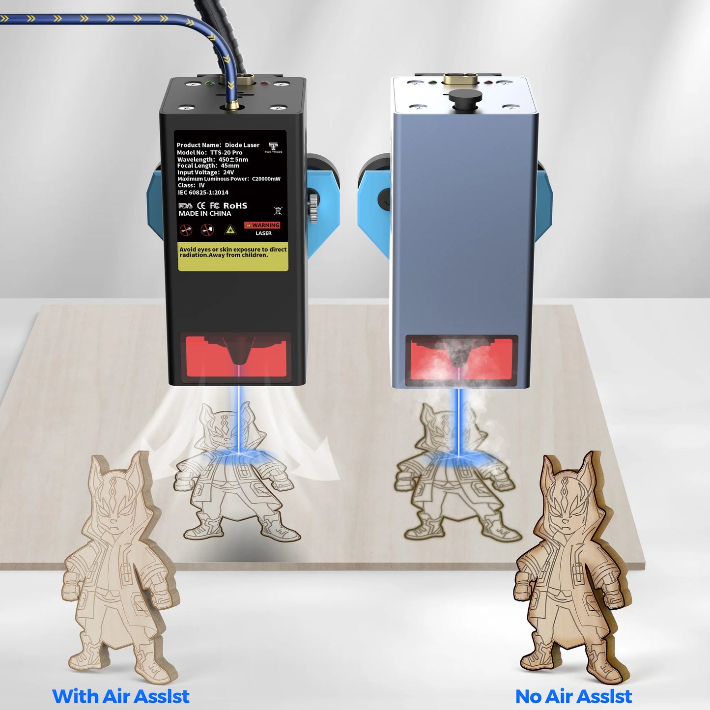 TwoTrees TTS-20 Pro CNC kovová laserová gravírovacia podpora Offline ovládanie laserovej rezačky Kožené drevené akrylové nástroje s koncovým spínačom