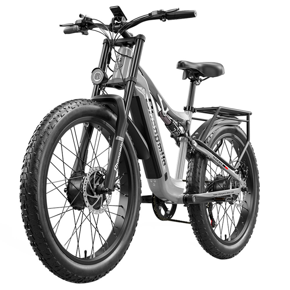 Shengmilo S600 Electric Bike 1000W*2 Motor 48V 17.5AH SAMSUNG Battery 26 Inch Tire 42km/h Max Speed 90km Max Range Mechanical Disc Brake DNM Rear Shock Absorber Shimano 7 Speed