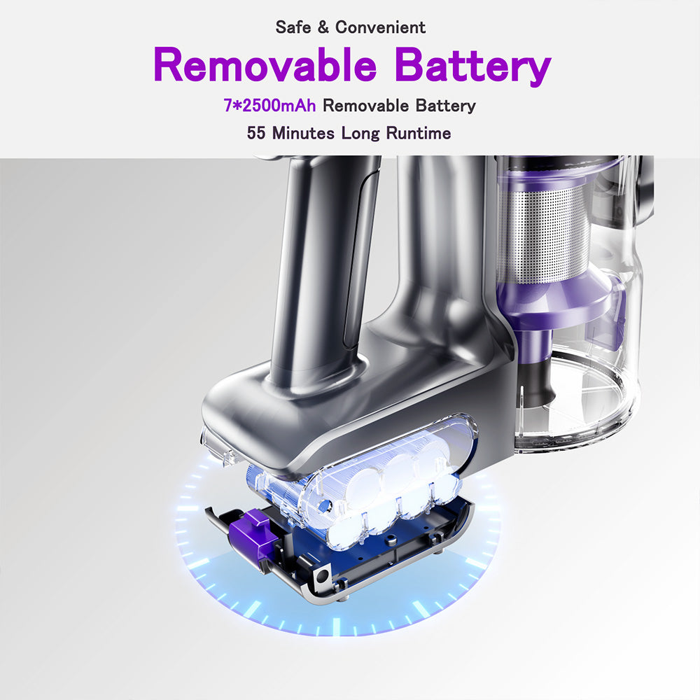 SmartAI P40 Cordless Vacuum Cleaner Powerful, 33KPa Strong Suction Power, 6 Layer Filtration, 1.3L, 6 in 1 Electric Broom for Floor Carpets Pet Hair