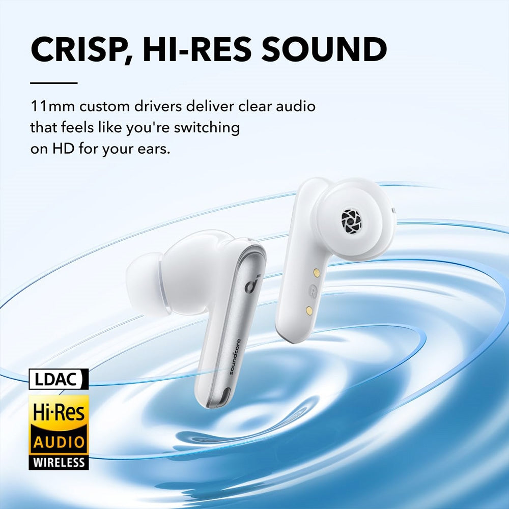 Anker Soundcore Liberty 4 NC Earbuds TWS Headphones, Adaptive ANC 2.0, Bluetooth 5.3, IPX4 Waterproof, Fast Charging - White