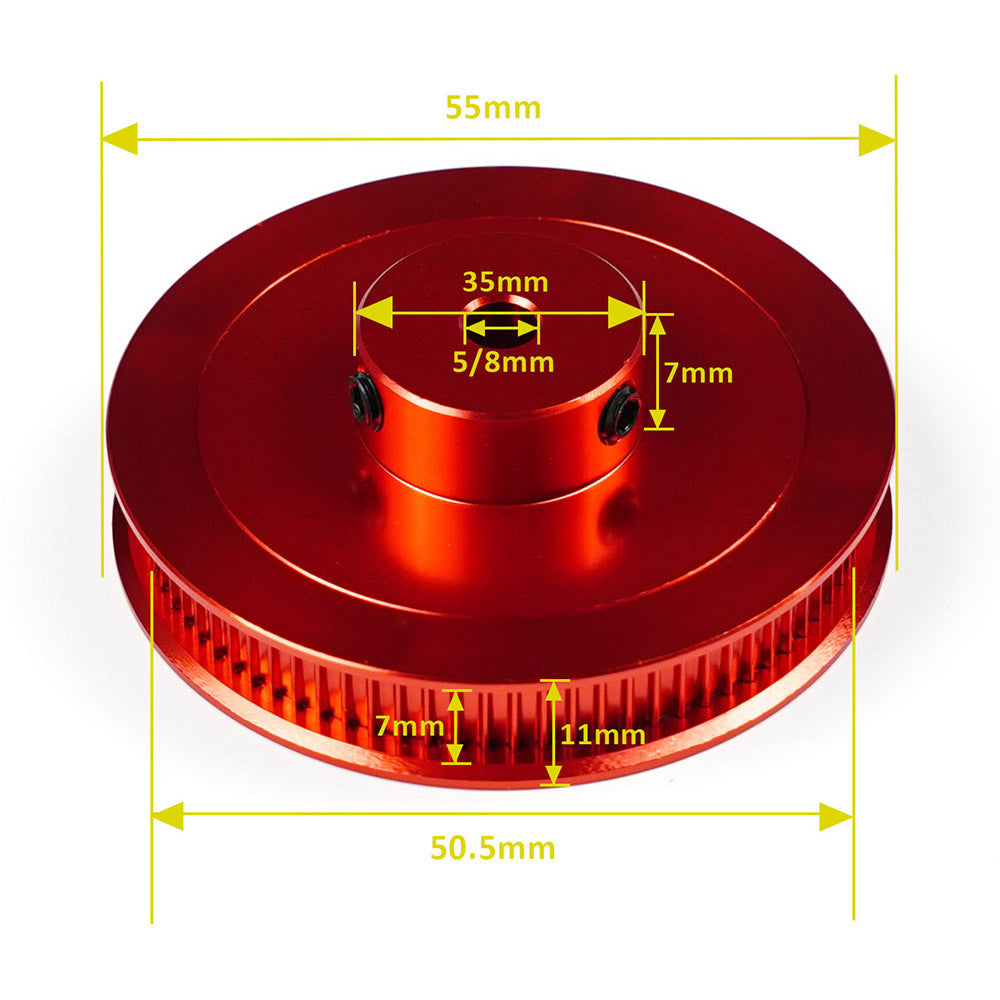 TWO TREES 3D Printer Parts VORON V2.4 80 Teeth GT2 Timing Pulley Bore 5mm Belt Width 6mm Aluminum Alloy Driving Wheel - Black
