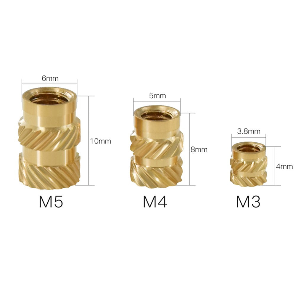 TWO TREES 10pcs M3 Mellow Brass Hot Melt Insert Nuts, SL-Type Double Twill Knurled Nuts