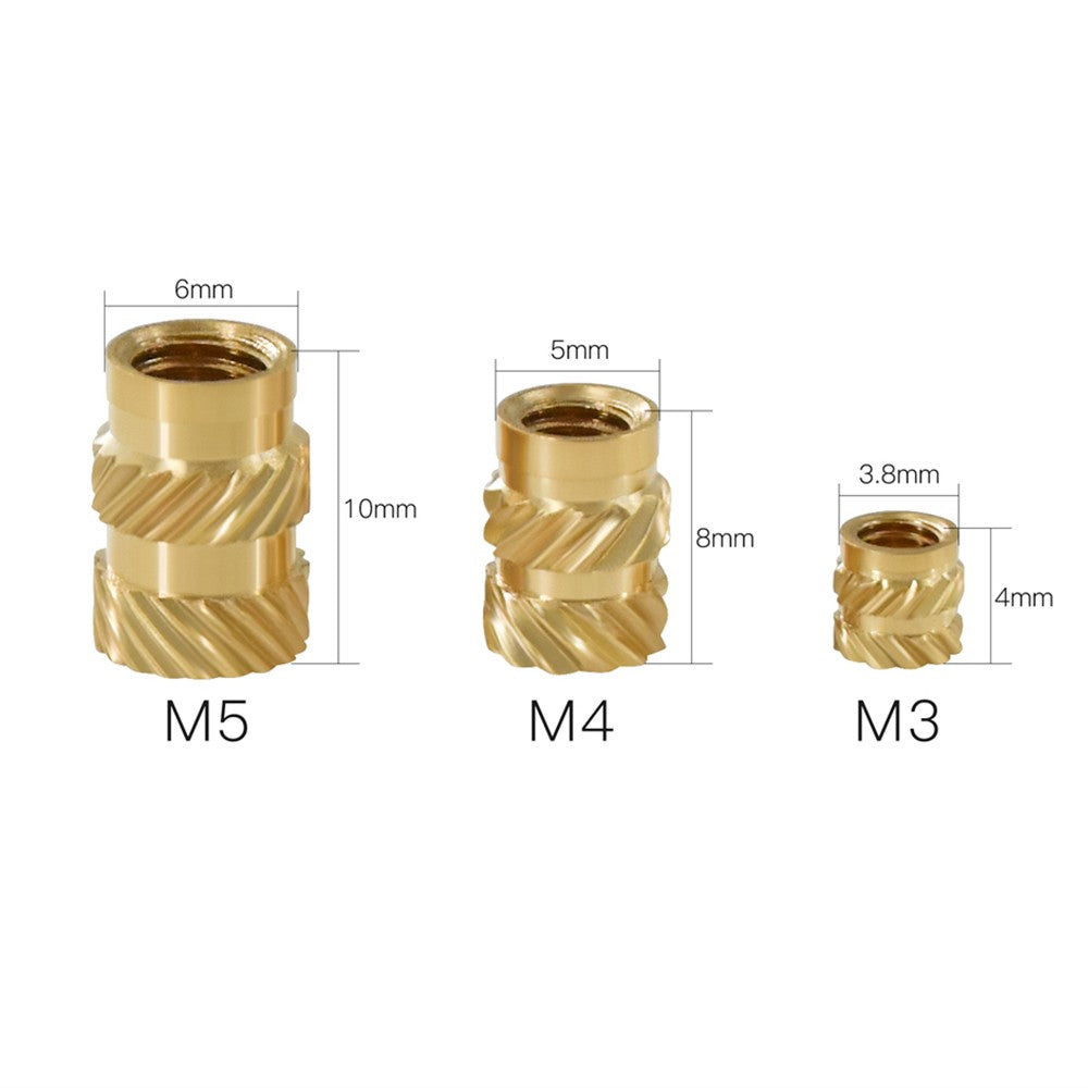 TWO TREES 10pcs M5 Mellow Brass Hot Melt Insert Nuts, SL-Type Double Twill Knurled Nuts
