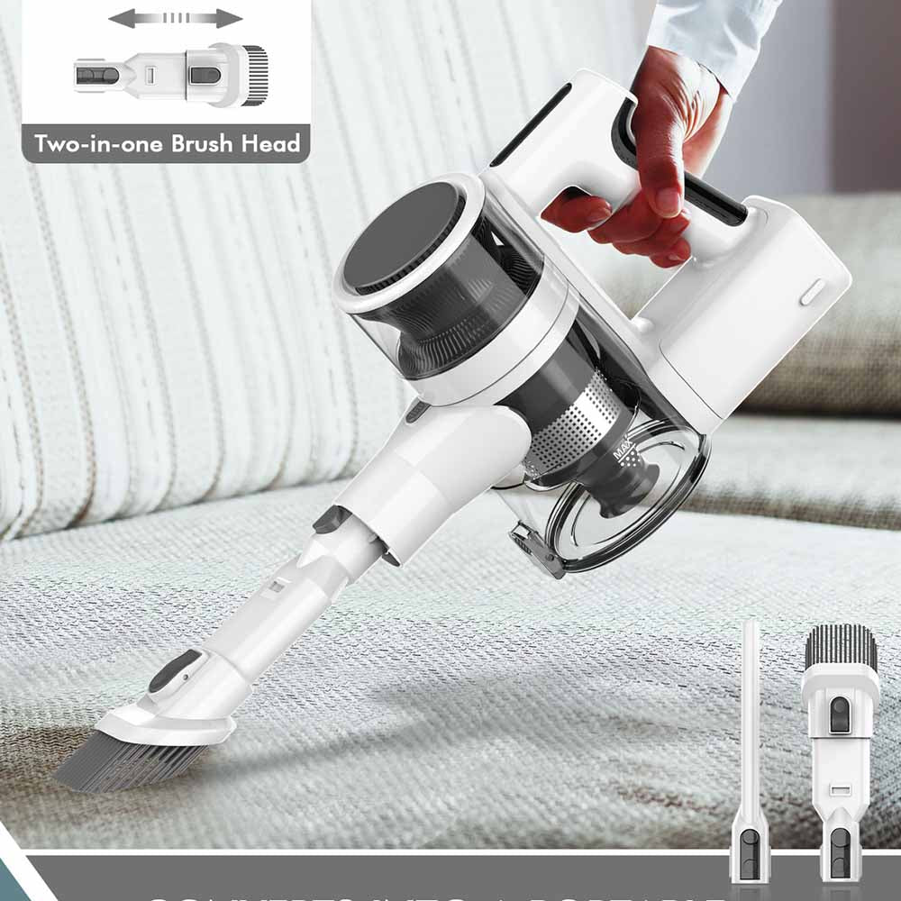 Teendow P11 Pro Cordless Vacuum Cleaner, 126,000Pa Powerful Suction, 30min Runtime, 2200mAh Battery, 450ML Dust Capacity, Quiet Operation ≤75dB, Ideal for Pet Hair & Home Cleaning, White