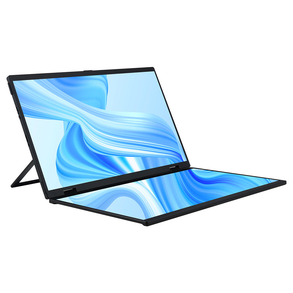 UPERFECT Delta 15.6-inch Dual Screen Portable Folding Monitor, 1920*1080 FHD IPS Screen, 60Hz Refresh Rate, 1000:1 Contrast Ratio, 360° Folding, Built-in Speaker, Built-in Stand & VESA Mountable, 2*Full-Featured Type-C, 2* mini HDMI - EU Plug