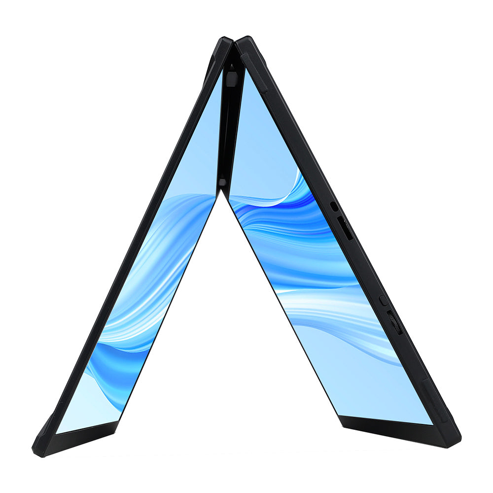 UPERFECT Delta 15.6-inch Dual Screen Portable Folding Monitor, 1920*1080 FHD IPS Screen, 60Hz Refresh Rate, 1000:1 Contrast Ratio, 360° Folding, Built-in Speaker, Built-in Stand & VESA Mountable, 2*Full-Featured Type-C, 2* mini HDMI - EU Plug