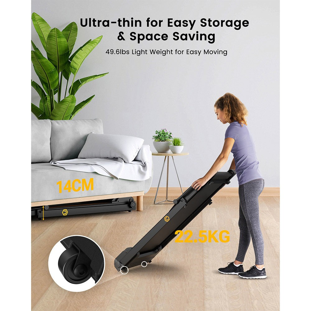 UREVO URTM006 Foldable Mini Treadmill, Max Speed 1-10km/h, Walking Area 105*40cm, Max Load 100kg, 12 Built-in HIIT Programs