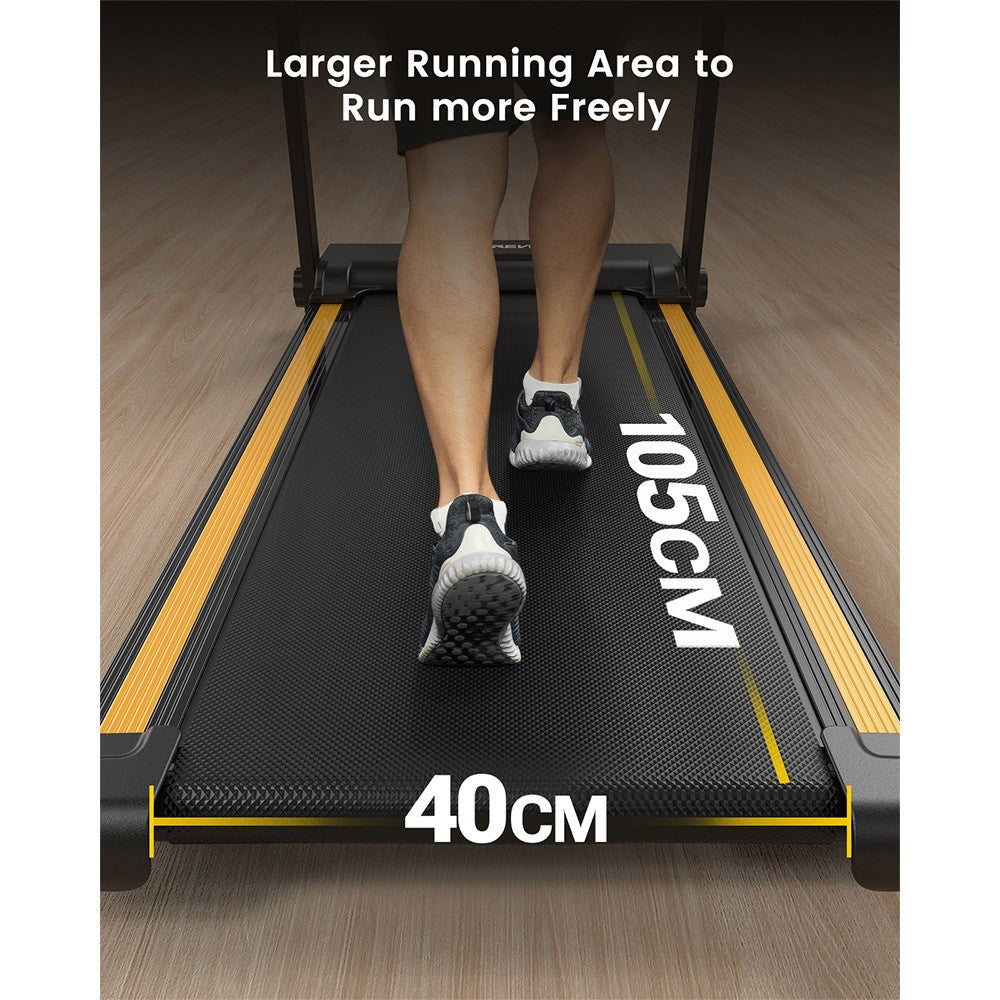UREVO URTM006 Foldable Mini Treadmill, Max Speed 1-10km/h, Walking Area 105*40cm, Max Load 100kg, 12 Built-in HIIT Programs