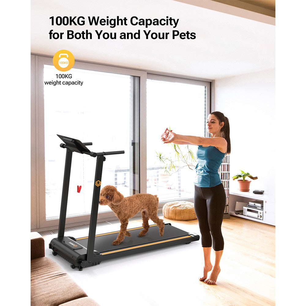 UREVO URTM006 Foldable Mini Treadmill, Max Speed 1-10km/h, Walking Area 105*40cm, Max Load 100kg, 12 Built-in HIIT Programs