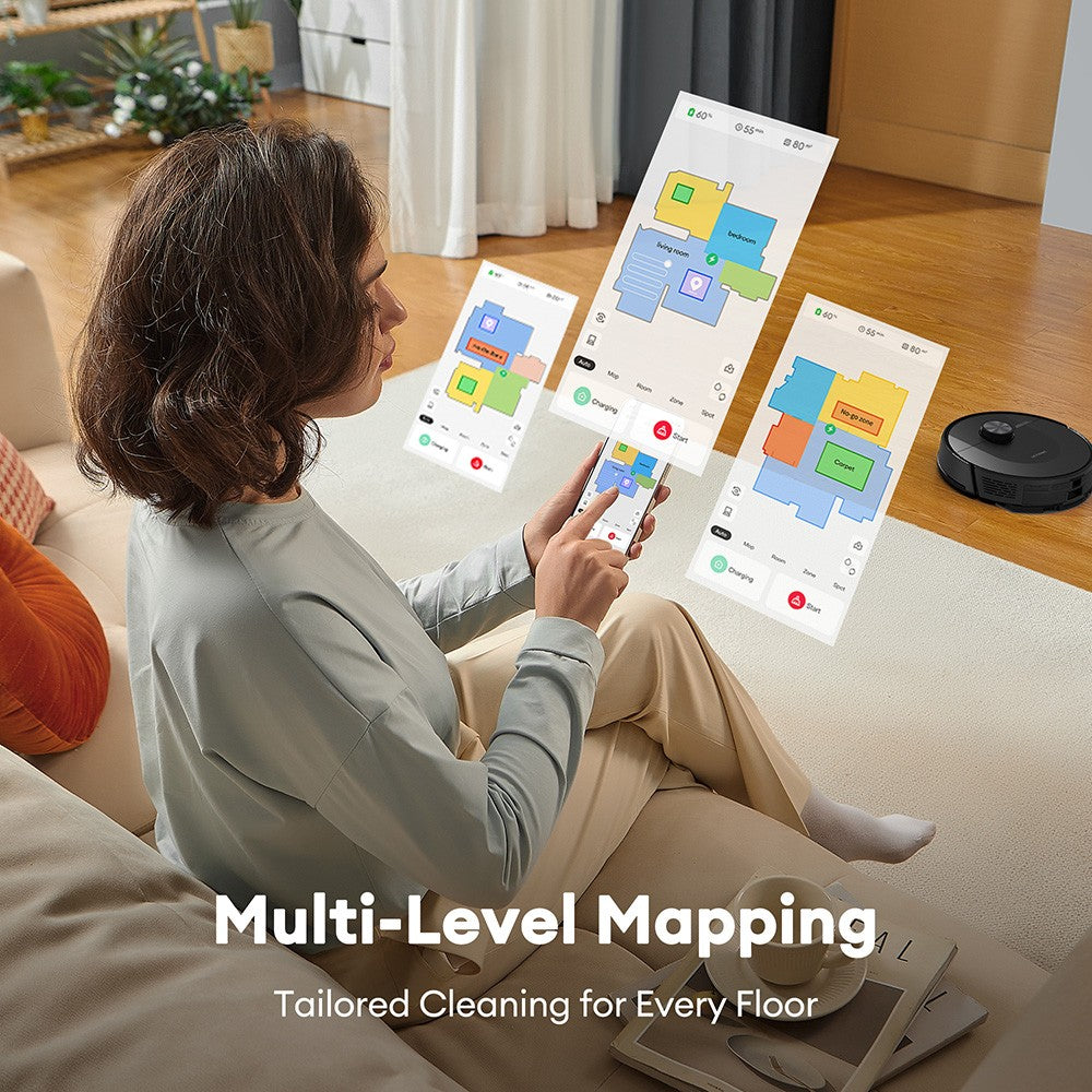 Ultenic D10 Robot Vacuum Cleaner, 15min LiDAR Quick Map, 4000Pa Suction, 120min Runtime, Carpet Auto-Boost, No-Go Zone, Time Scheduled, Siri/Alexa/APP Remote Control, for Hardwood, Tiles, Carpet, etc.
