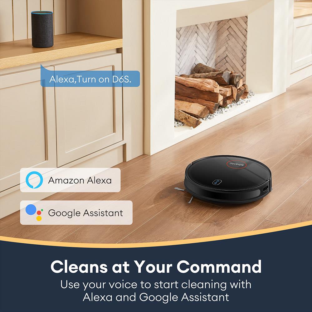 Ultenic D6S Robot Vacuum Cleaner Gyroscopic Navigation, 3-in-1 Sweep Vacuum Mop, 3000 Suction, 4 Cleaning Modes, 2600mAh Battery, 120min Runtime