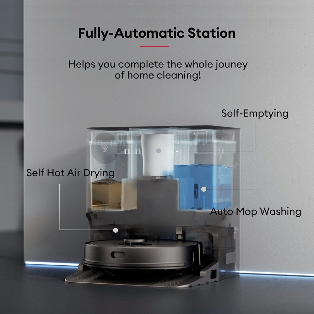 Ultenic MC1 Robot Vacuum Cleaner with Fully-Automatic Station, 5000Pa Suction, Dual-Rotating Mopping, Hot Air Drying, 3L Dustbag, 5200mAh Battery, Max 180 Mins Runtime, APP/Voice Control