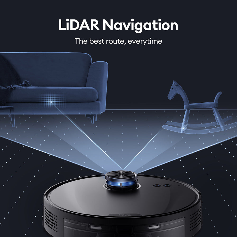 Ultenic T10 Lite Robot Vacuum Cleaner with LiDAR Navigation, 4500Pa Suction, Self-empty, Matrix Clean, Up to 180min Runtime, 2L Dustbin, APP Control/Alexa/Siri/IFTTT, for All Floors Pet Hair