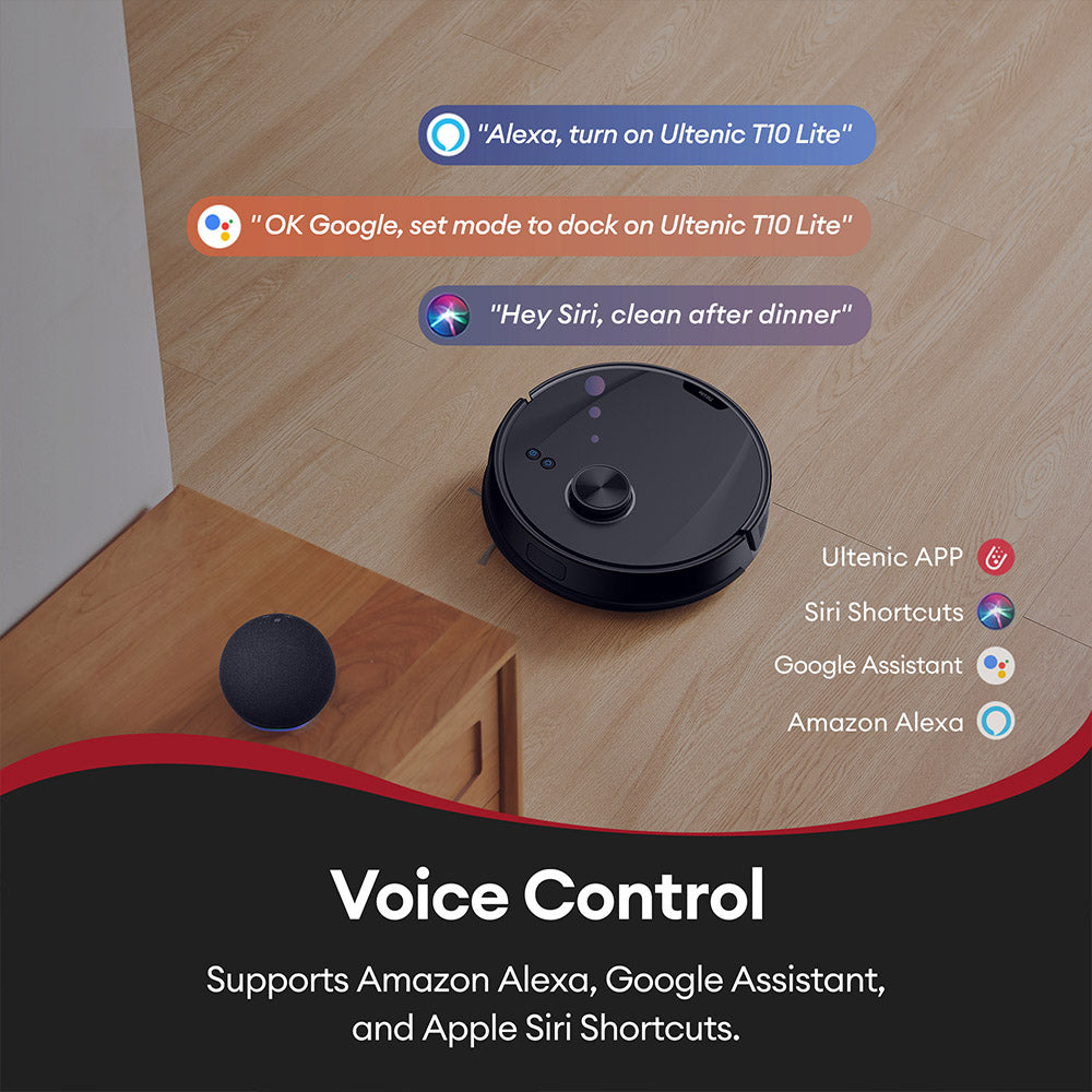 Ultenic T10 Lite Robot Vacuum Cleaner with LiDAR Navigation, 4500Pa Suction, Self-empty, Matrix Clean, Up to 180min Runtime, 2L Dustbin, APP Control/Alexa/Siri/IFTTT, for All Floors Pet Hair