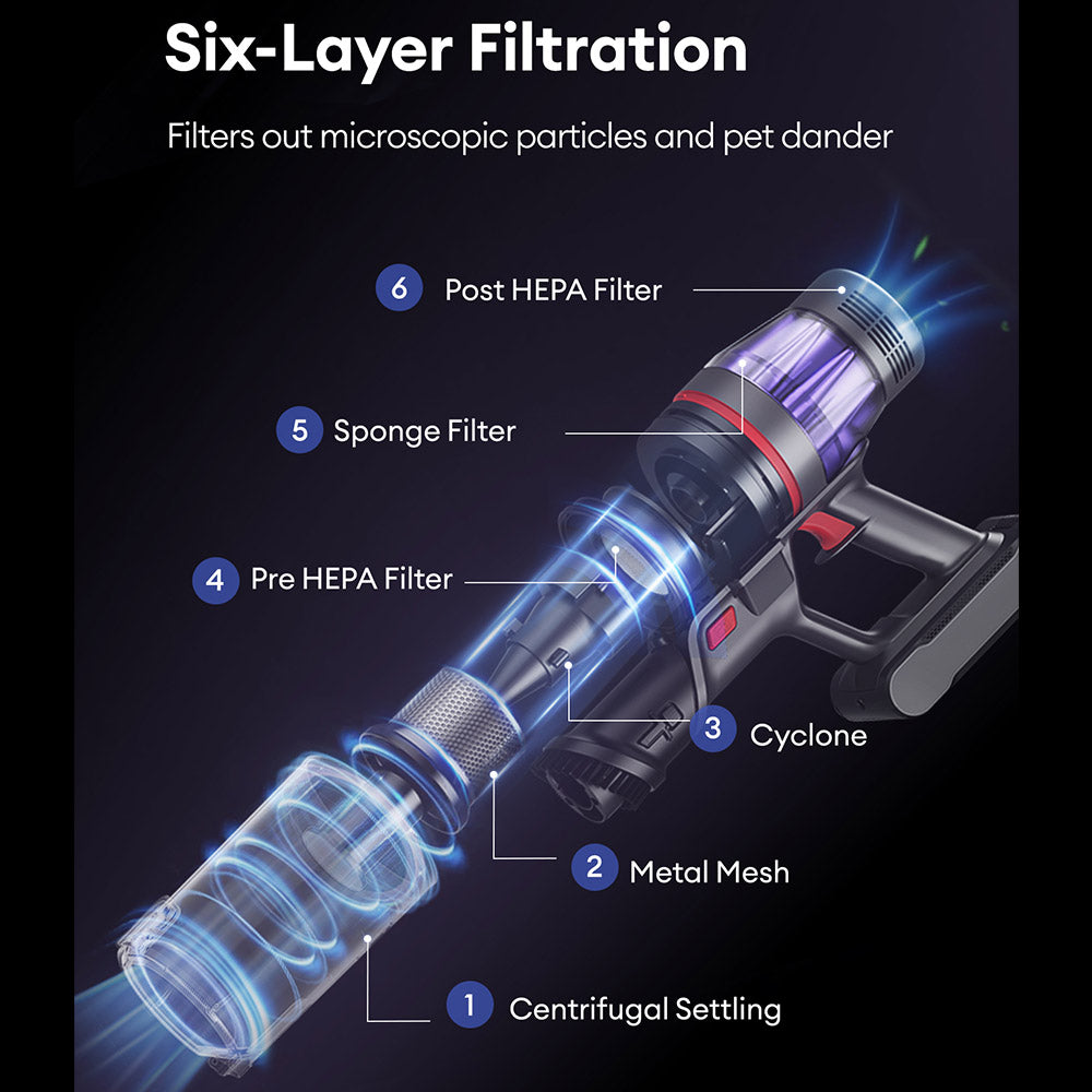 Ultenic U16 Flex Cordless Vacuum Cleaner, 45000Pa Suction, 60mins Runtime, GreenEye Technology, Folding Tube, Anti-Tangle Brush for Carpets, Animal Hair and Hard Floor