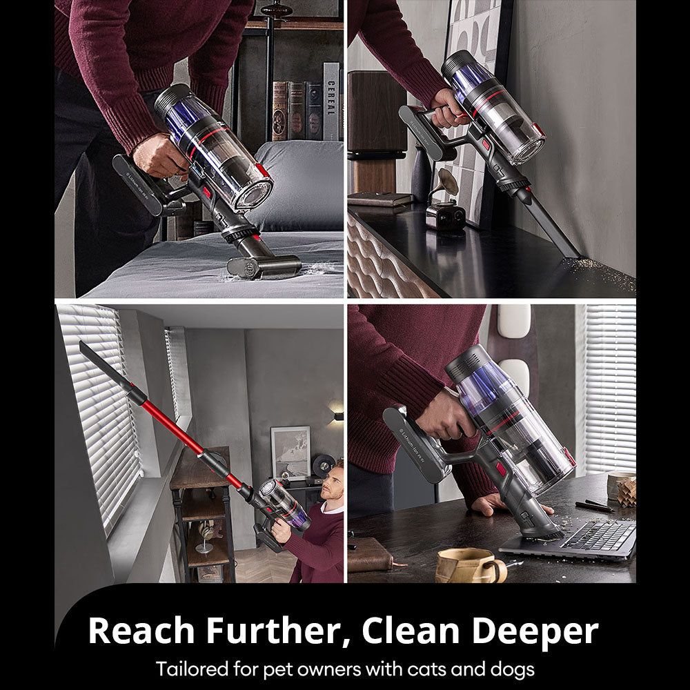 Ultenic U16 Flex Cordless Vacuum Cleaner, 45000Pa Suction, 60mins Runtime, GreenEye Technology, Folding Tube, Anti-Tangle Brush for Carpets, Animal Hair and Hard Floor