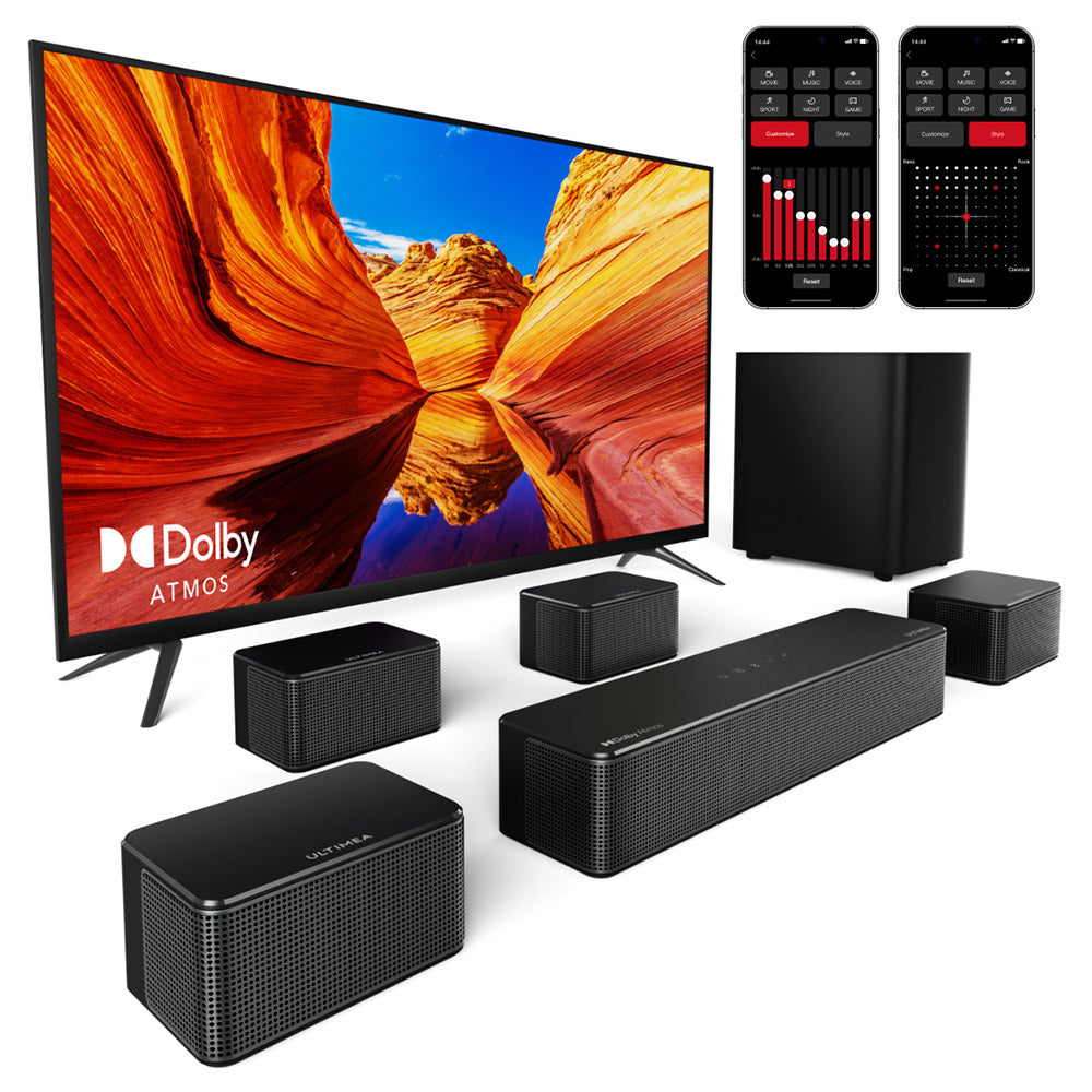 Ultimea Poseidon D80 7.1 Channel Soundbar Subwoofer Speaker Kit, Dolby Atmos, 460W Peak Power, APP Control, 10 Bands Equalizer Settings, 121 Preset EQ Matrices, Bluetooth 5.3