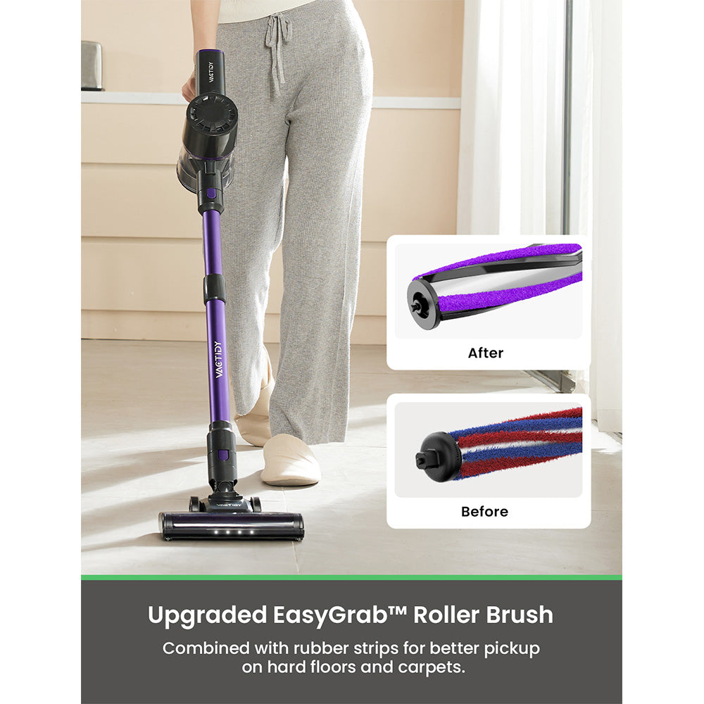 Vactidy V8 Pro Cordless Vacuum Cleaner, 25kPa Powerful Suction, Cyclonic Filtration System, 500ml Dust Cup, LED Touch Display, 180° Rotatable Brush Head, 35min Runtime, Self-Standing Design