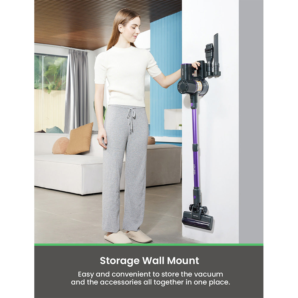 Vactidy V8 Pro Cordless Vacuum Cleaner, 25kPa Powerful Suction, Cyclonic Filtration System, 500ml Dust Cup, LED Touch Display, 180° Rotatable Brush Head, 35min Runtime, Self-Standing Design