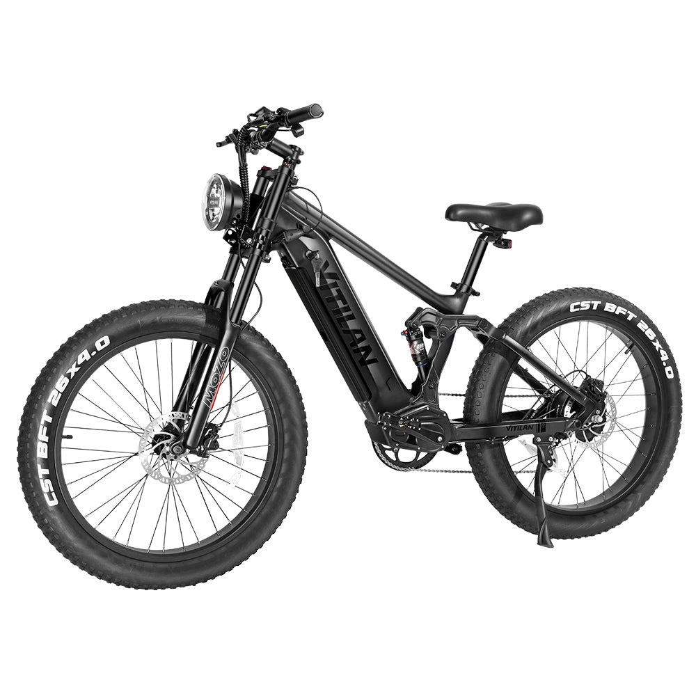 Vitilan T7 Mountain Electric Bike, 26*4.0-inch CST Fat Tires 750W Bafang Motor 48V 20Ah Battery 45 k/h Max Speed 100-120 km Range Backlit LCD Display Front & Rear Hydraulic Disc Brakes SHIMANO 8-Speed - Black