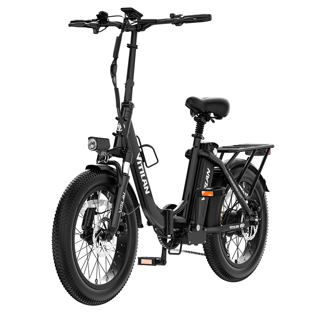 Vitilan U3 Electric Bike, 750W Motor, 48V 13AH Battery, 20*3.0-inch Tires, 45km/h Max Speed, 65km Max Range, Mechanical Disc Brake, Suspension Front Fork, Shimano 7 Speed, LCD Display - Black