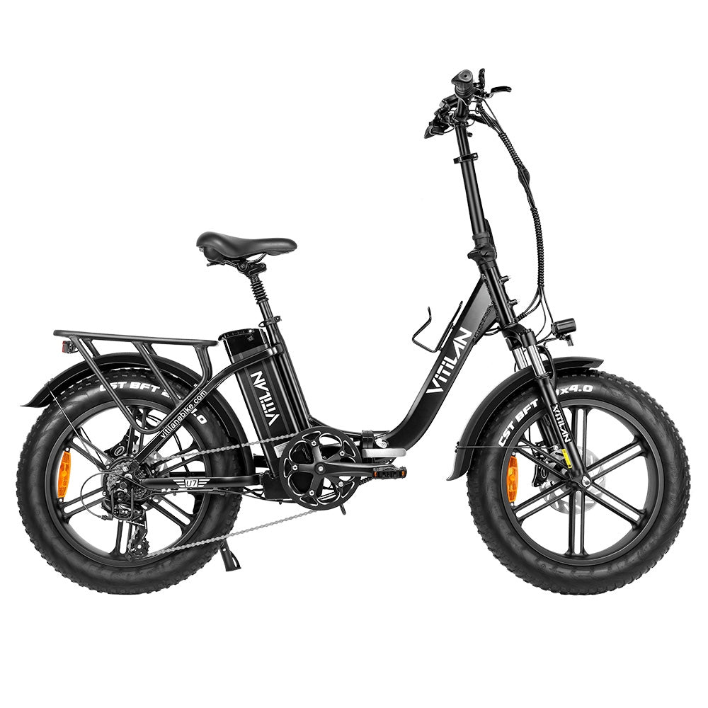 Vitilan U7 2.0 Foldable Electric Bike, 20*4.0-inch Fat Tire 750W Motor 48V 20Ah Removable LG Lithium Battery 28mph Max Speed 50-65miles Range Dual Suspension System Hydraulic Disc Brake - Black