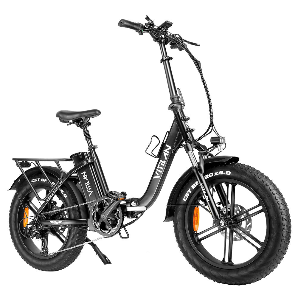 Vitilan U7 2.0 Foldable Electric Bike, 20*4.0-inch Fat Tire 750W Motor 48V 20Ah Removable LG Lithium Battery 28mph Max Speed 50-65miles Range Dual Suspension System Hydraulic Disc Brake - Black