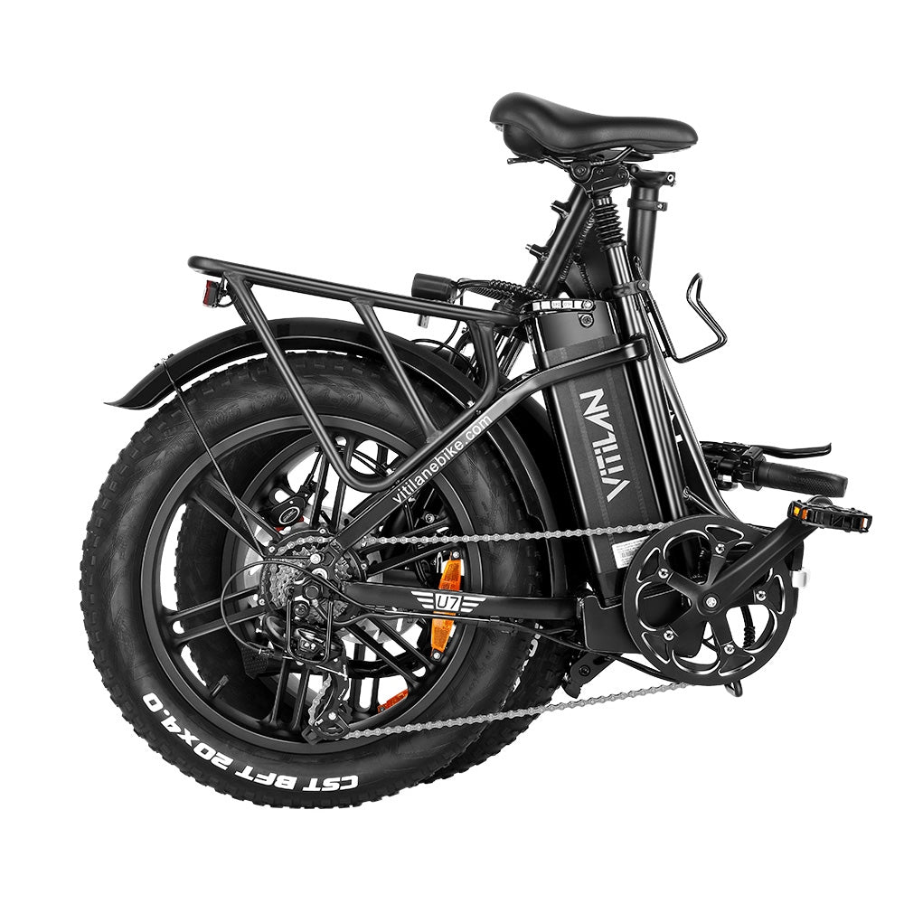 Vitilan U7 2.0 Foldable Electric Bike, 20*4.0-inch Fat Tire 750W Motor 48V 20Ah Removable LG Lithium Battery 28mph Max Speed 50-65miles Range Dual Suspension System Hydraulic Disc Brake - Black