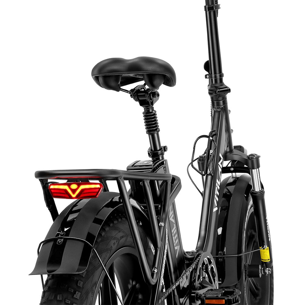 Vitilan U7 2.0 Foldable Electric Bike, 20*4.0-inch Fat Tire 750W Motor 48V 20Ah Removable LG Lithium Battery 28mph Max Speed 50-65miles Range Dual Suspension System Hydraulic Disc Brake - Black
