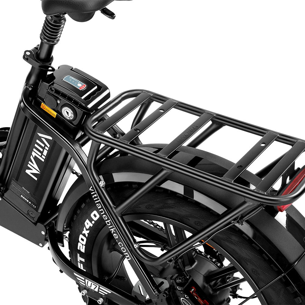 Vitilan U7 2.0 Foldable Electric Bike, 20*4.0-inch Fat Tire 750W Motor 48V 20Ah Removable LG Lithium Battery 28mph Max Speed 50-65miles Range Dual Suspension System Hydraulic Disc Brake - Black