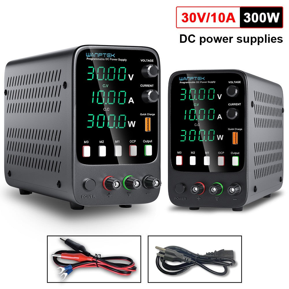 WANPTEK APS3010H Programmable Regulated DC Power Supply, 30V 10A, Storage Memory Function, Encoder Adjustment, USB Fast Charge, 4-Digit Display, Low Ripple, Cooling Fan - US Plug