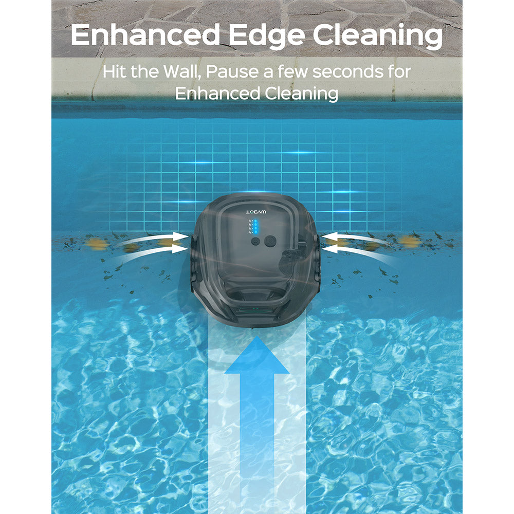 WYBOT A1 Cordless Pool Robot Vacuum, Double Filters, 120min Runtime, 2.5H Fast Charging, for Above Ground Flat-Bottom Pools, Black