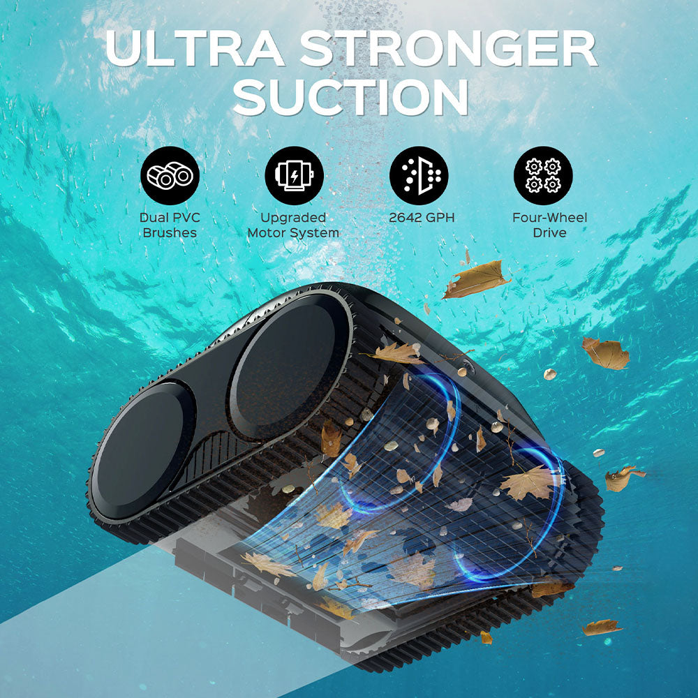 WYBOT C1 Cordless Robotic Pool Cleaner, 150min Runtime, Wall Climbing, Intelligent Route Planning, APP Control, for Pools up to 1,615 Sq.ft