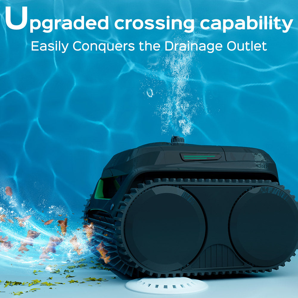 WYBOT C2 Cordless Pool Robot Vacuum, Wall and Waterline Cleaning, Dual Cleaning Filtration, for Inground Pools Up to 1614Sq.ft, Black Green