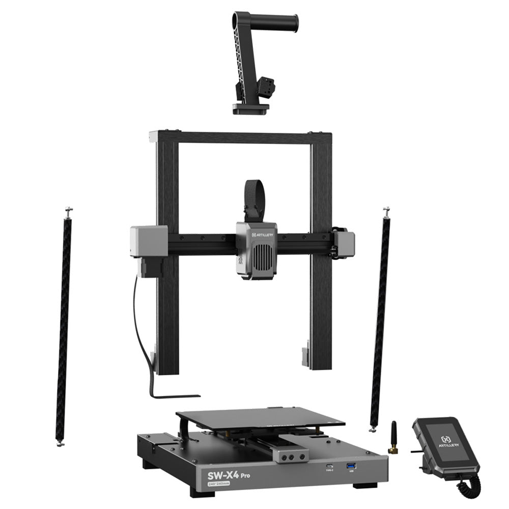 Artillery Sidewinder X4 Pro S1 3D Printer, 240*240*260mm, 500mm/s Printing Speed, X Y-axis Linear Rail, Direct Drive Extruder, 81 Points Auto Levelling, Double Pull Rod, Auto Cleaning Nozzle