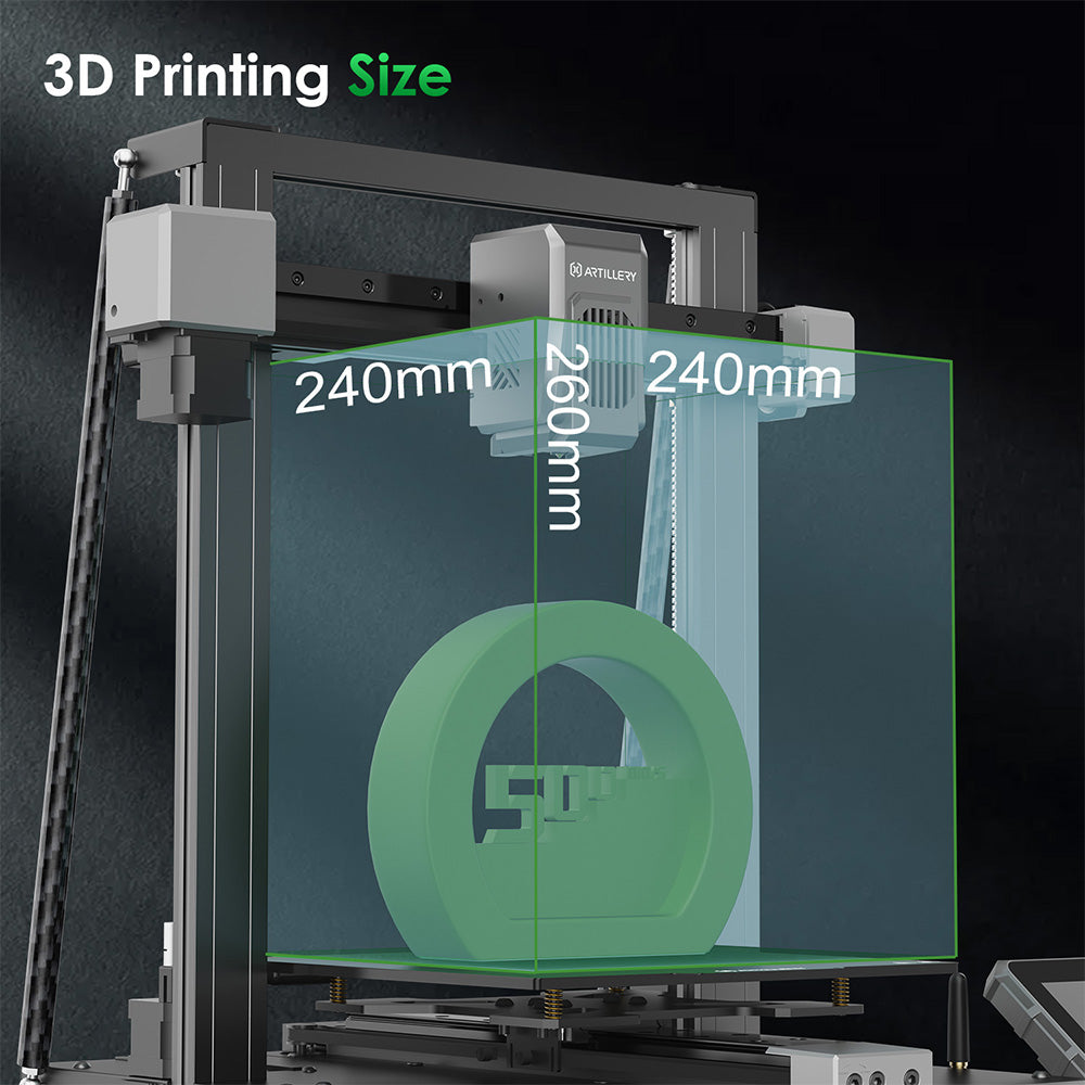 Artillery Sidewinder X4 Pro S1 3D Printer, 240*240*260mm, 500mm/s Printing Speed, X Y-axis Linear Rail, Direct Drive Extruder, 81 Points Auto Levelling, Double Pull Rod, Auto Cleaning Nozzle