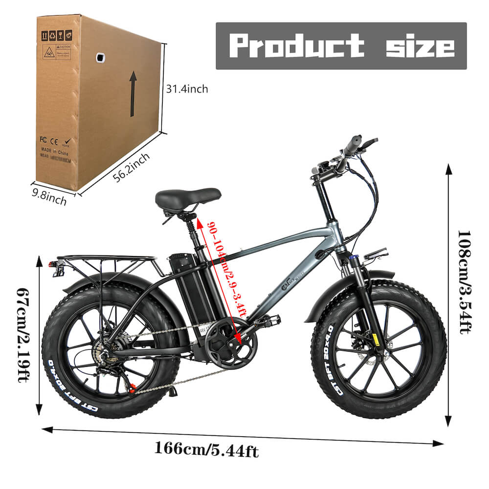 CMACEWHEEL T20 Electric Bike 20*4.0 inch CST Fat Tire 750W Motor 45km/h Max Speed 48V 17Ah Battery - Black