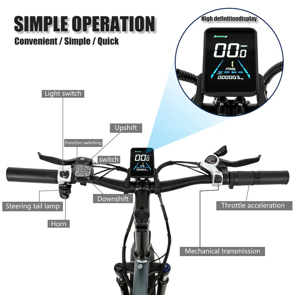 CMACEWHEEL T20 Electric Bike 20*4.0 inch CST Fat Tire 750W Motor 45km/h Max Speed 48V 17Ah Battery - Black