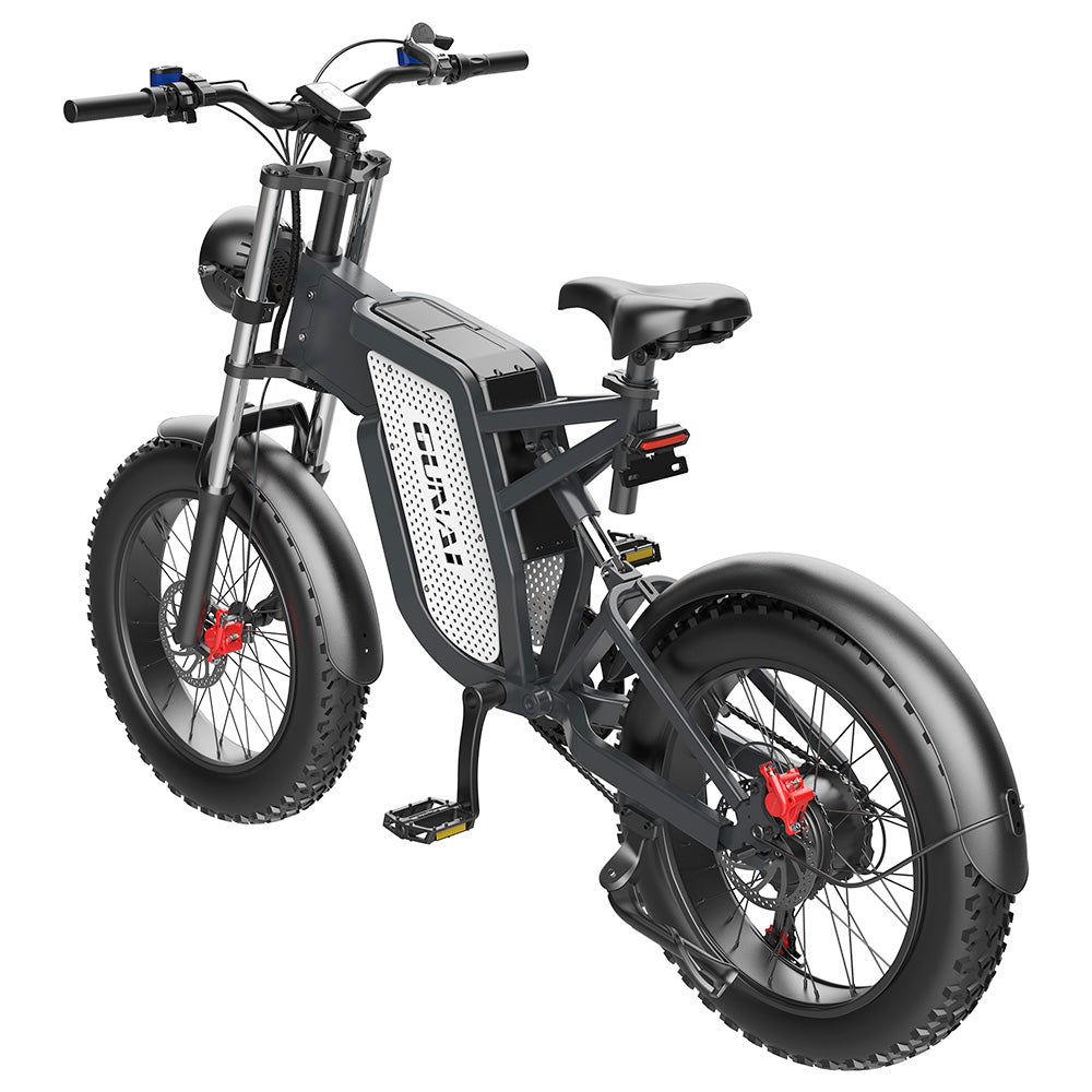 GUNAI MX25 Electric Mountain Bike 20*4.0 Inch Fat Tires 1000W Brushless Motor 50Km/h Max Speed 48V 25Ah Battery Shimano 7-Speed 75KM Mileage Range 200KG Payload Electric Bicycle - Black