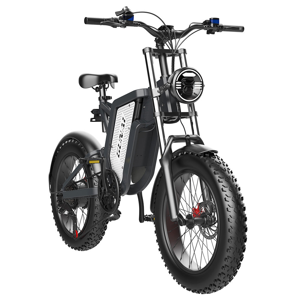 GUNAI MX25 Electric Mountain Bike 20*4.0 Inch Fat Tires 1000W Brushless Motor 50Km/h Max Speed 48V 25Ah Battery Shimano 7-Speed 75KM Mileage Range 200KG Payload Electric Bicycle - Black