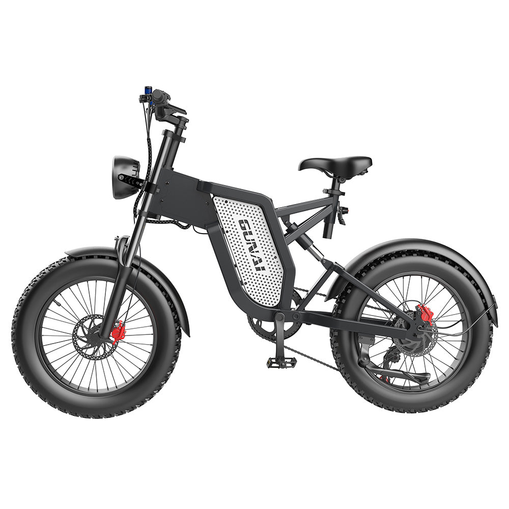GUNAI MX25 Electric Mountain Bike 20*4.0 Inch Fat Tires 1000W Brushless Motor 50Km/h Max Speed 48V 25Ah Battery Shimano 7-Speed 75KM Mileage Range 200KG Payload Electric Bicycle - Black