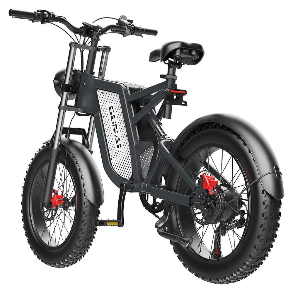 GUNAI MX25 Electric Mountain Bike 20*4.0 Inch Fat Tires 1000W Brushless Motor 50Km/h Max Speed 48V 25Ah Battery Shimano 7-Speed 75KM Mileage Range 200KG Payload Electric Bicycle - Black