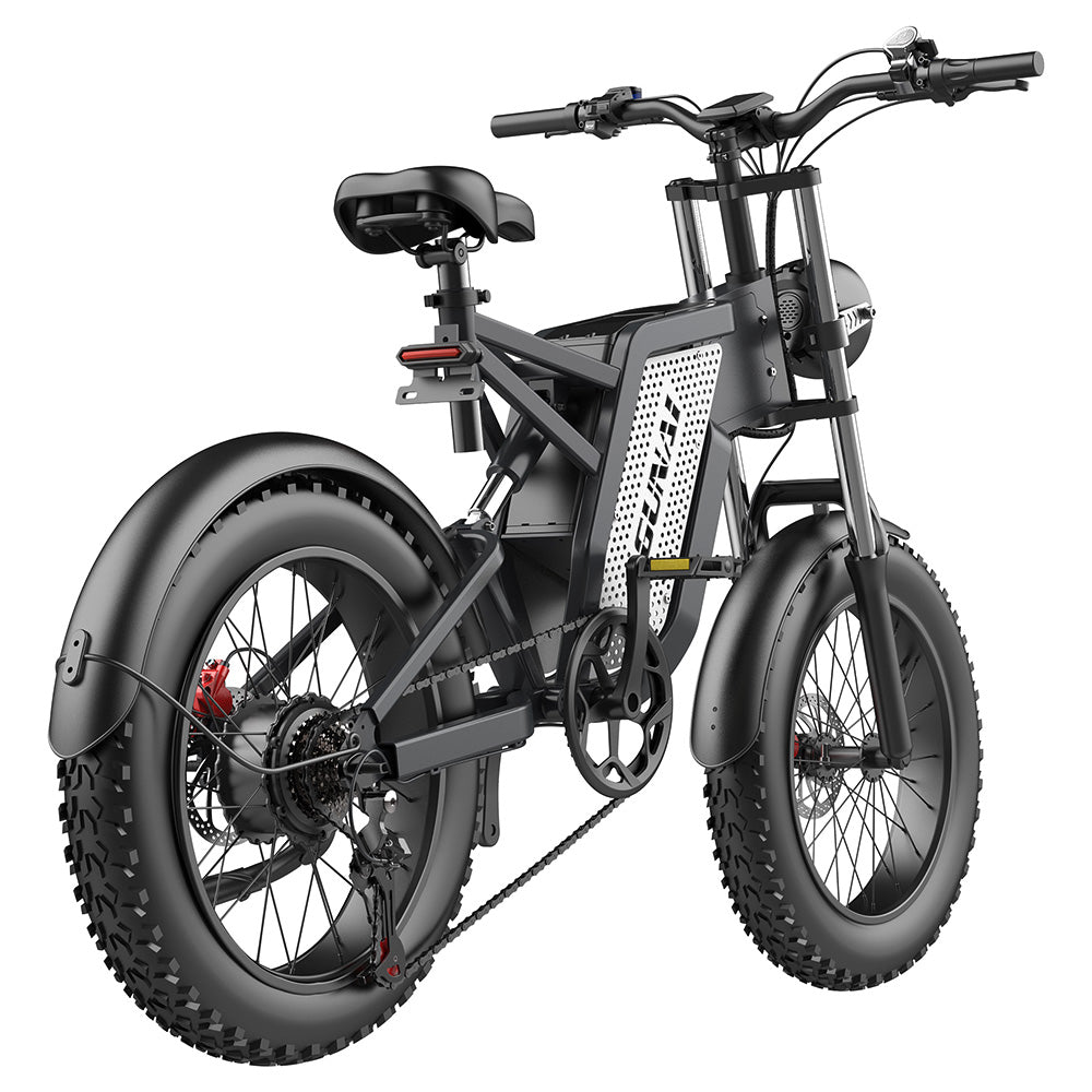 GUNAI MX25 Electric Mountain Bike 20*4.0 Inch Fat Tires 1000W Brushless Motor 50Km/h Max Speed 48V 25Ah Battery Shimano 7-Speed 75KM Mileage Range 200KG Payload Electric Bicycle - Black