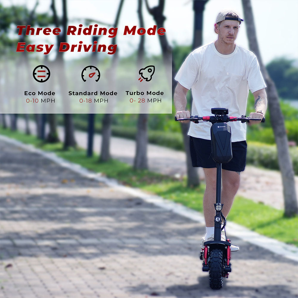 isinwheel GT2 Off-road Electric Scooter, 800W Motor, 48V 15Ah Battery, 11-inch Pneumatic Tires, 45km/h Max Speed, 45km Max Range, Disc Brake, Quadruple Shock Absorber - Black